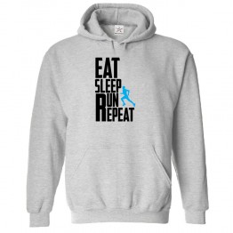 Eat Sleep Run Repeat Kids and Adults Novelty Fashion Outfit Pull Over Hoodie for Athlete Racing